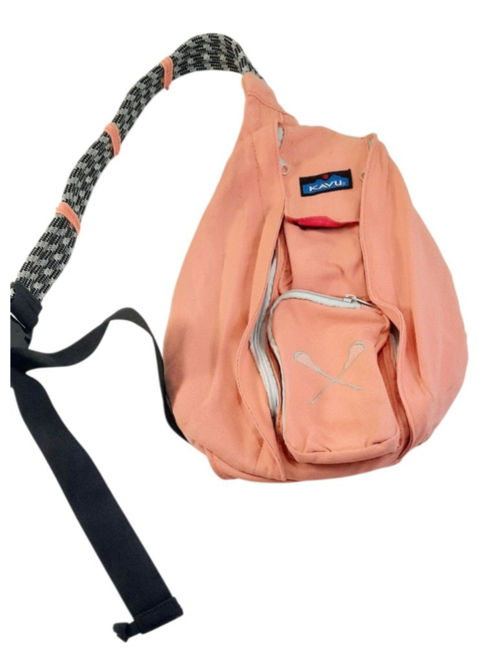 Kavu Rope Sling Solid Coral Backpack Crossbody with pink Lining - Picture 1 of 5